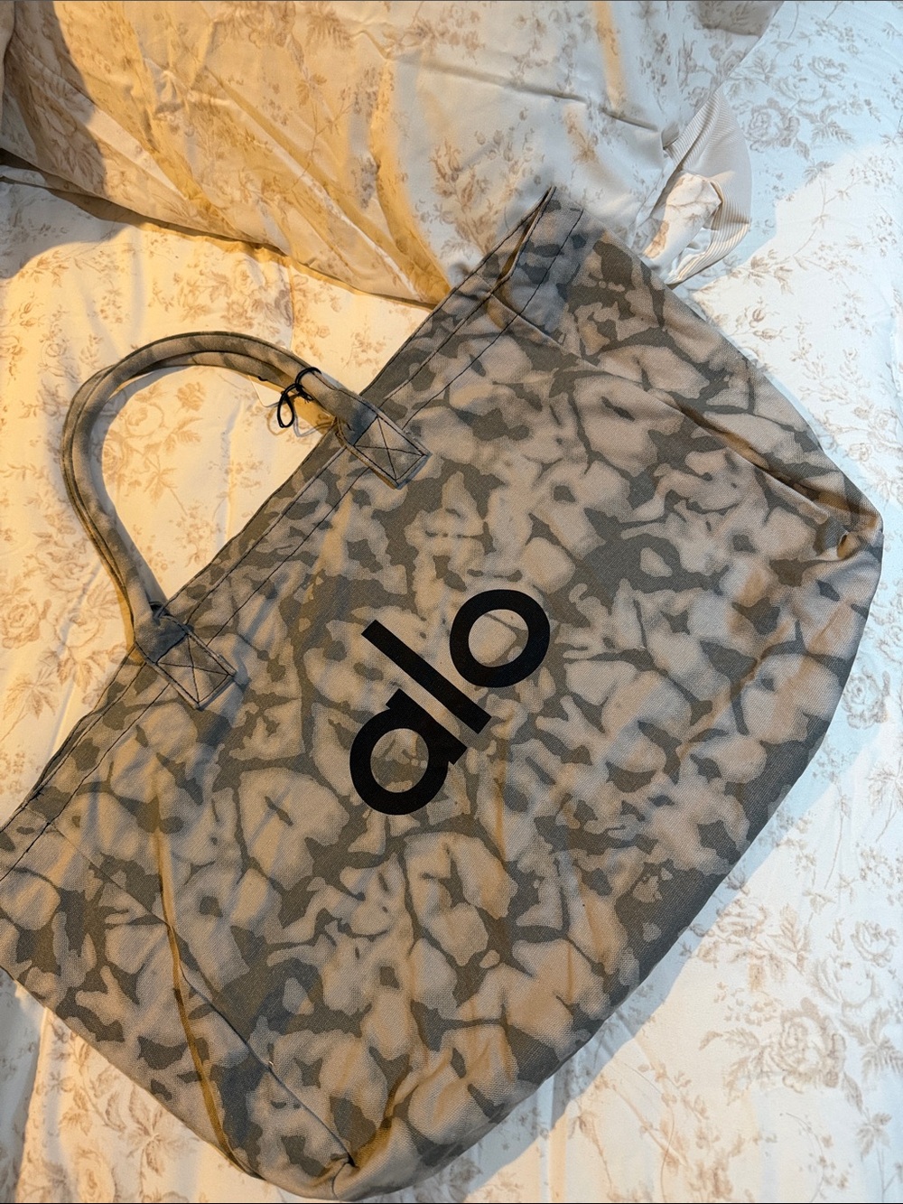 ALO Yoga Gray Tie-Dye Canvas Tote